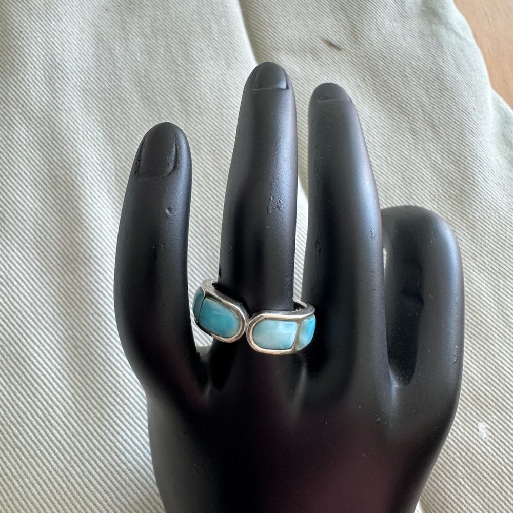 Elegant Silver and Larimar Ring